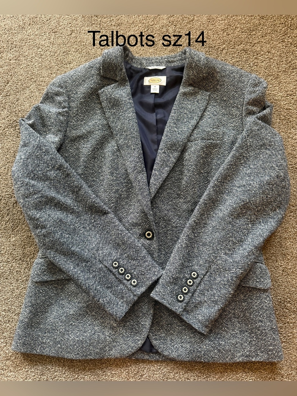 Talbots Gray Tweed Single-Button Blazer